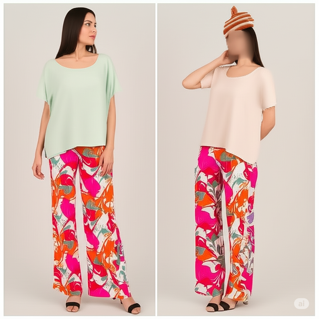 A 4 Büyük BedenViskon Cepli Pantolon